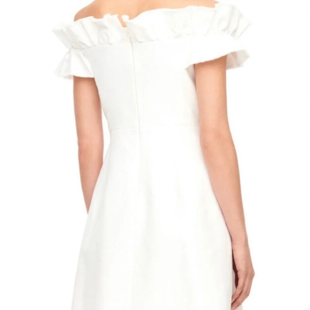 NWT Rebecca Taylor Women’s Winter White Ruffle Wedding Party Dress Size 4 - Picture 3 of 12